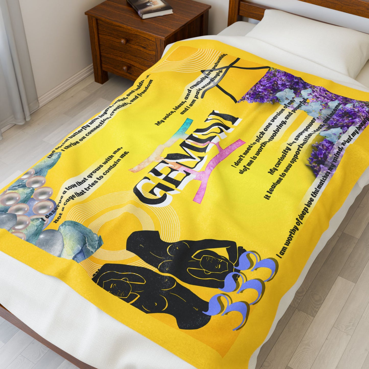 Gemini Velveteen Plush Blanket - Zodiac Decor, Cozy Gift, Astrology Decor, Celestial Blanket, Home Comfort