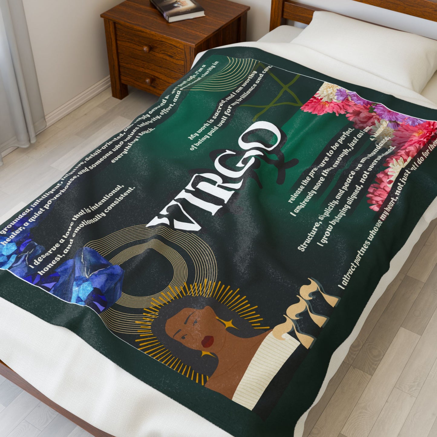 Virgo Zodiac Velveteen Plush Blanket - Cozy Astrological Throw for Relaxation