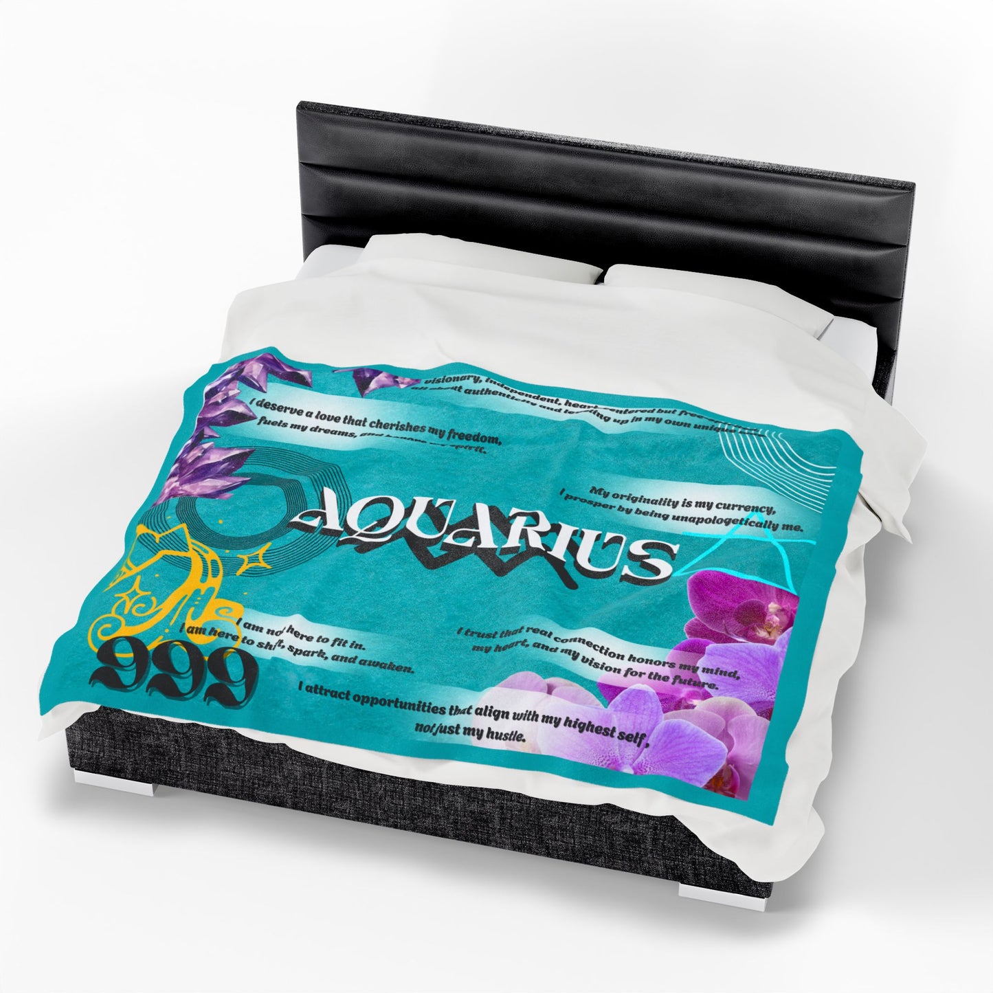 Aquarius Velveteen Plush Blanket – Cozy Zodiac Gift for Astrology Lovers