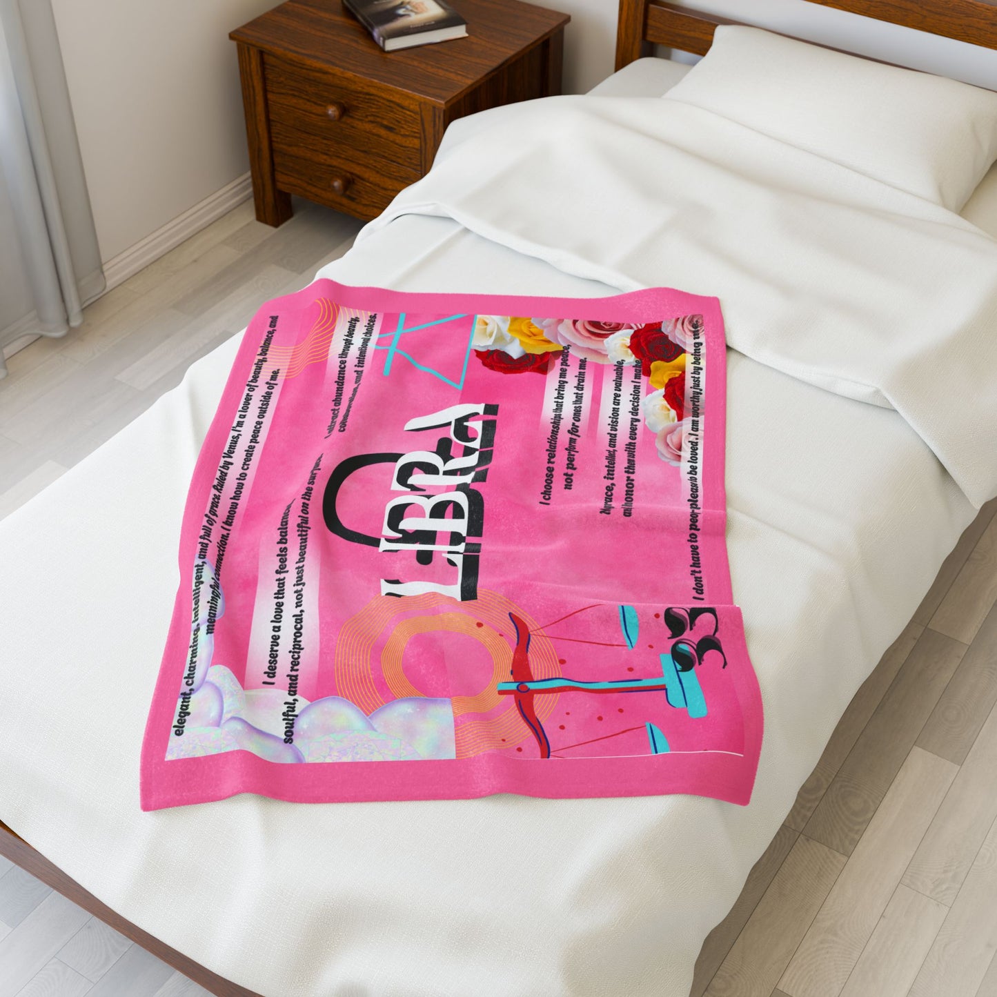 Libra Zodiac Plush Blanket - Cozy Velveteen Throw for Astrology Lovers