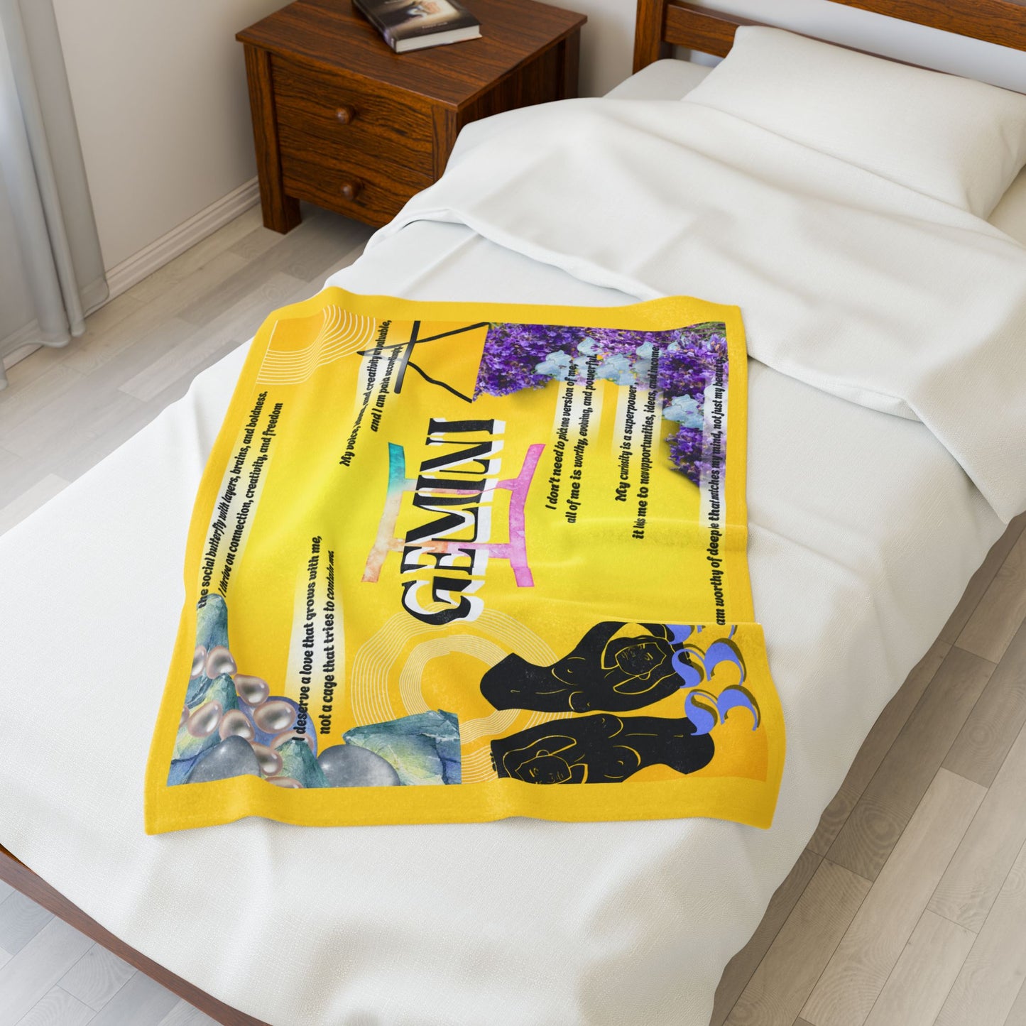 Gemini Velveteen Plush Blanket - Zodiac Decor, Cozy Gift, Astrology Decor, Celestial Blanket, Home Comfort