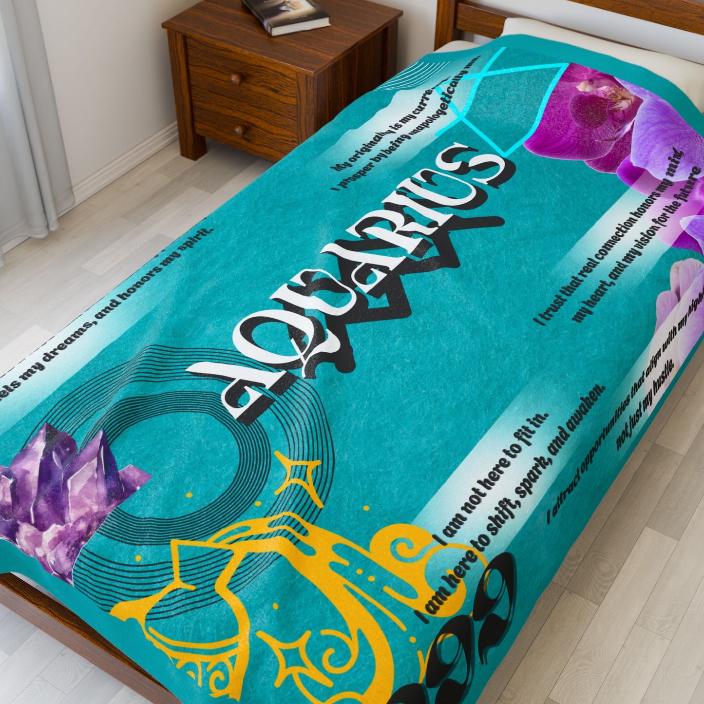 Aquarius Velveteen Plush Blanket – Cozy Zodiac Gift for Astrology Lovers