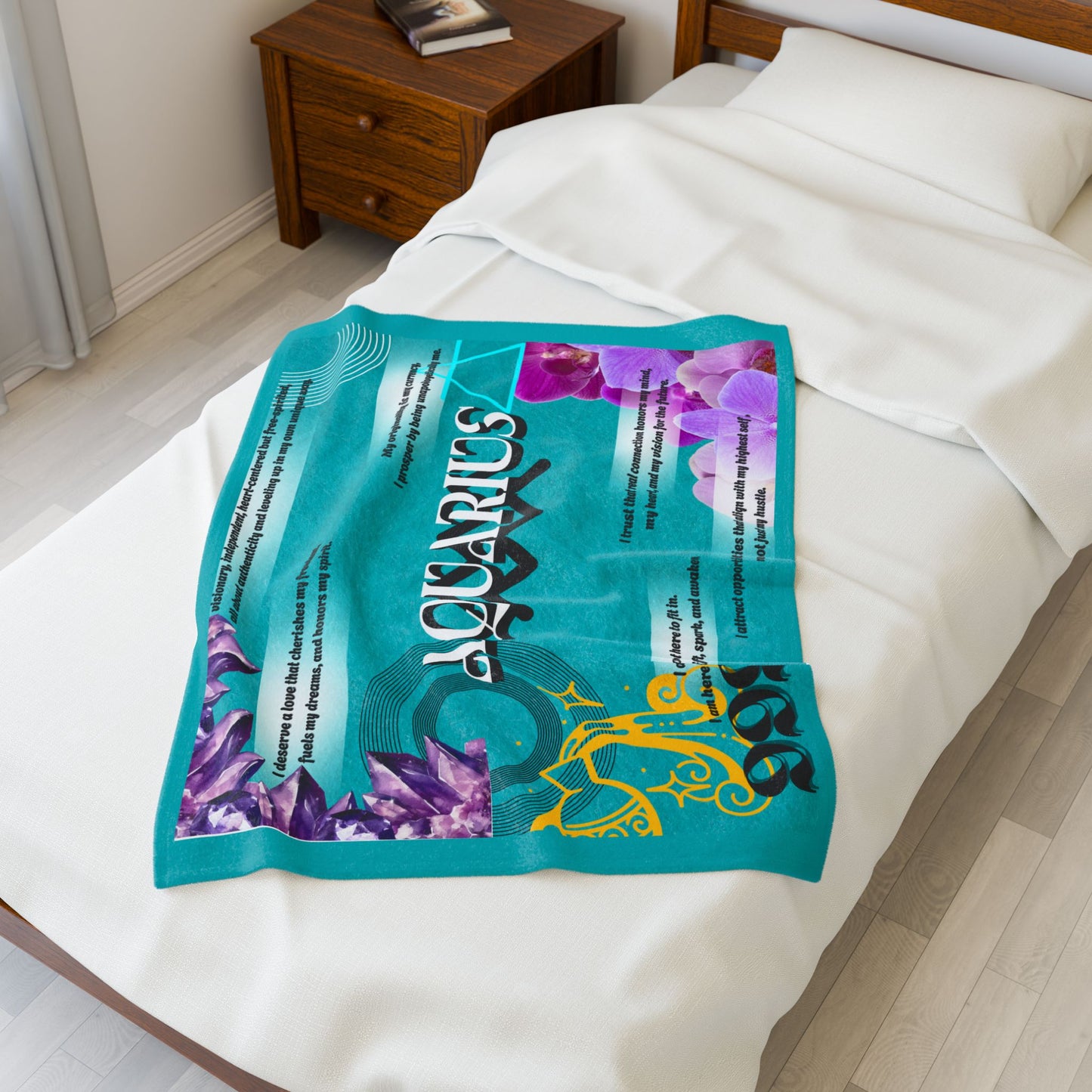 Aquarius Velveteen Plush Blanket – Cozy Zodiac Gift for Astrology Lovers