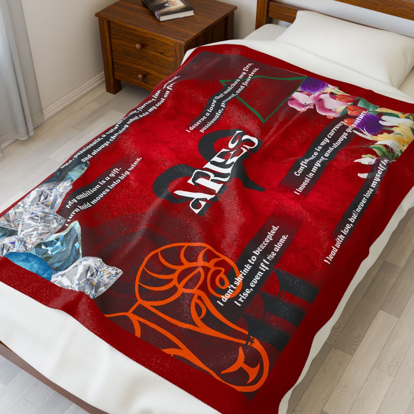 Aries Velveteen Plush Blanket, Cozy Throw for Astrology Lovers, Zodiac Home Decor, Birthday Gift, Horoscope Blanket