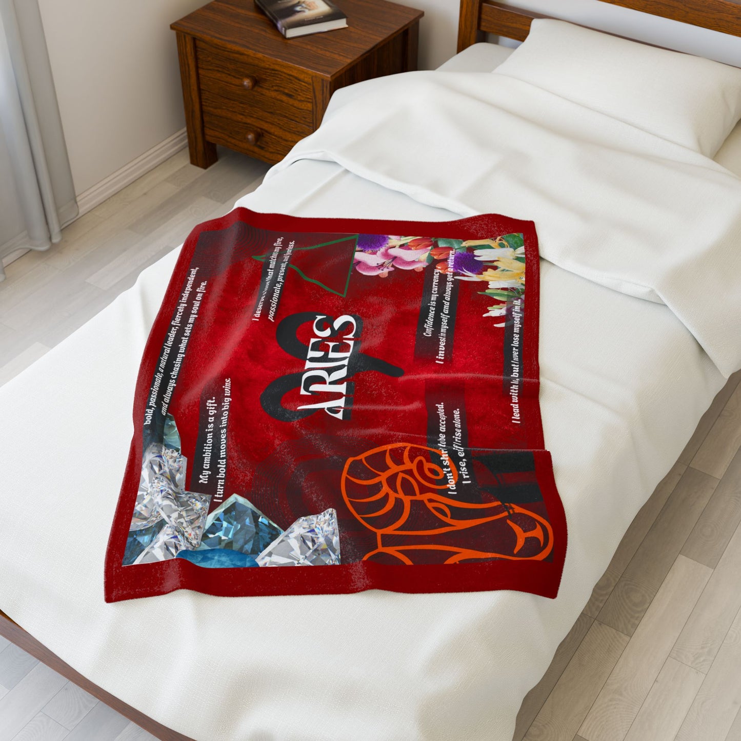 Aries Velveteen Plush Blanket, Cozy Throw for Astrology Lovers, Zodiac Home Decor, Birthday Gift, Horoscope Blanket
