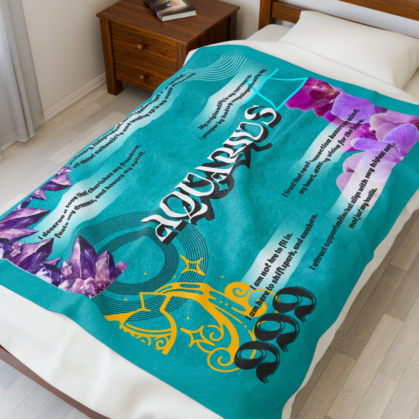 Aquarius Velveteen Plush Blanket – Cozy Zodiac Gift for Astrology Lovers