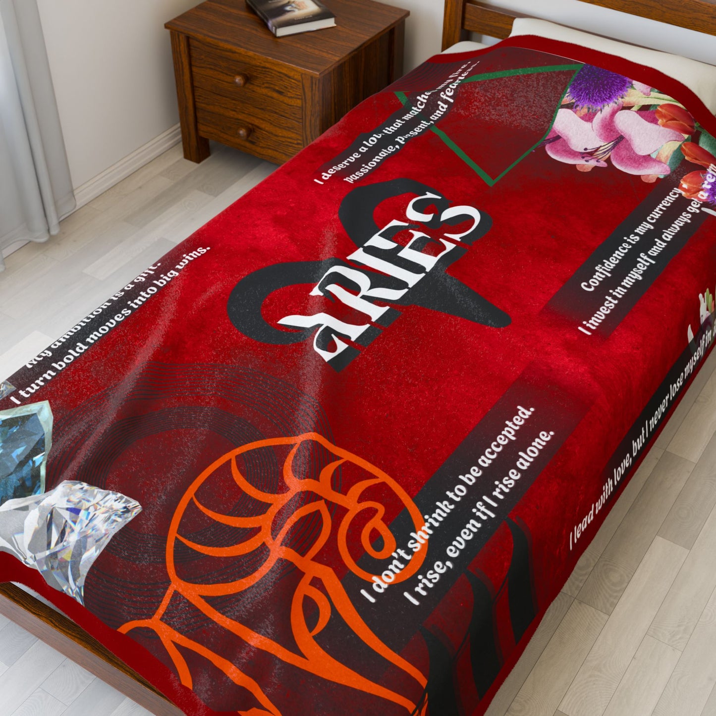 Aries Velveteen Plush Blanket, Cozy Throw for Astrology Lovers, Zodiac Home Decor, Birthday Gift, Horoscope Blanket