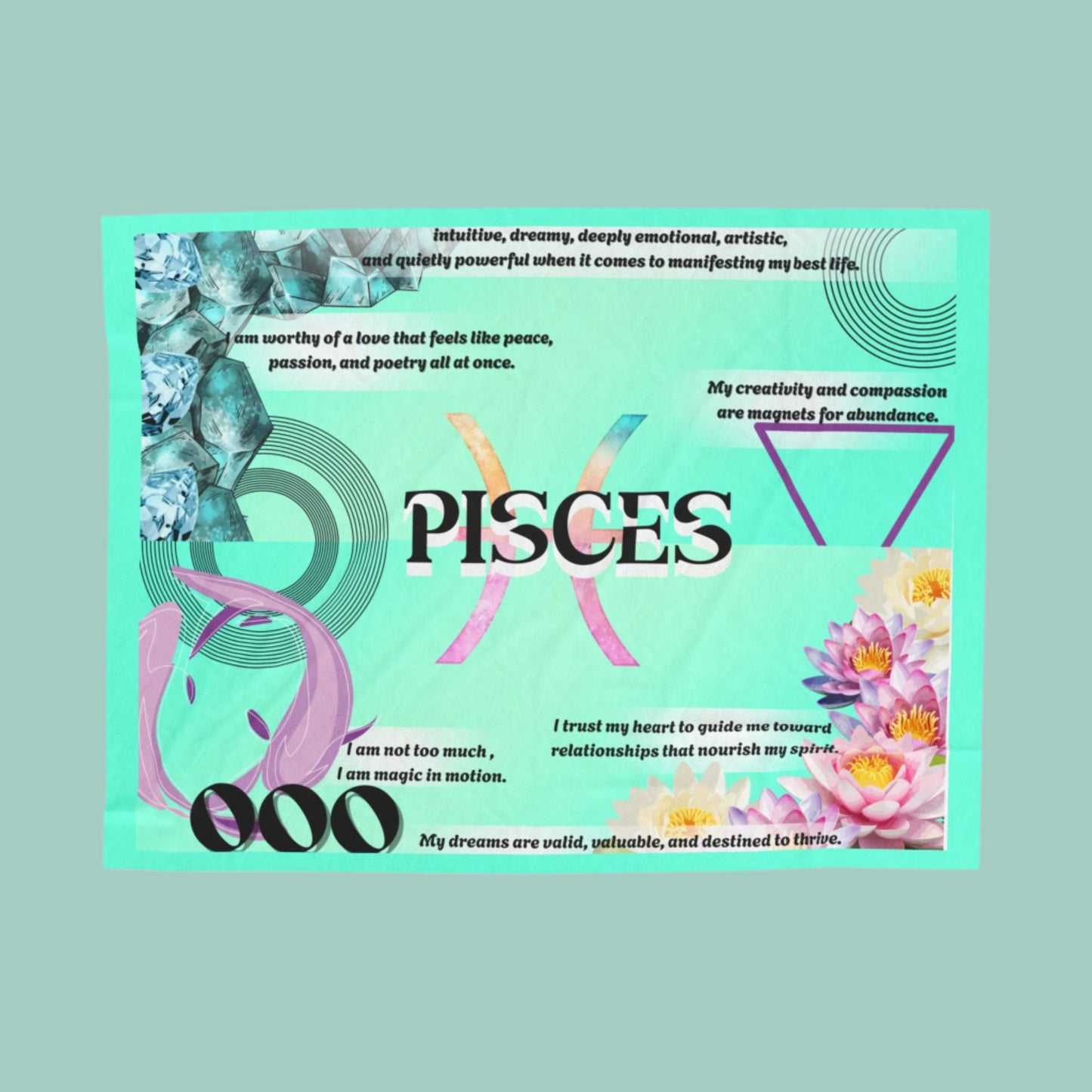 Pisces Velveteen Plush Blanket - Cozy Zodiac Throw for Astrology Lovers