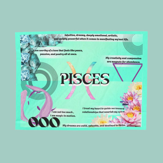 Pisces Velveteen Plush Blanket - Cozy Zodiac Throw for Astrology Lovers