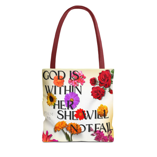 Faith-Inspired Floral Tote Bag, Inspirational Gift, Motivational Bag, Scripture Tote, Eco-Friendly Shopping Bag, Flower Design