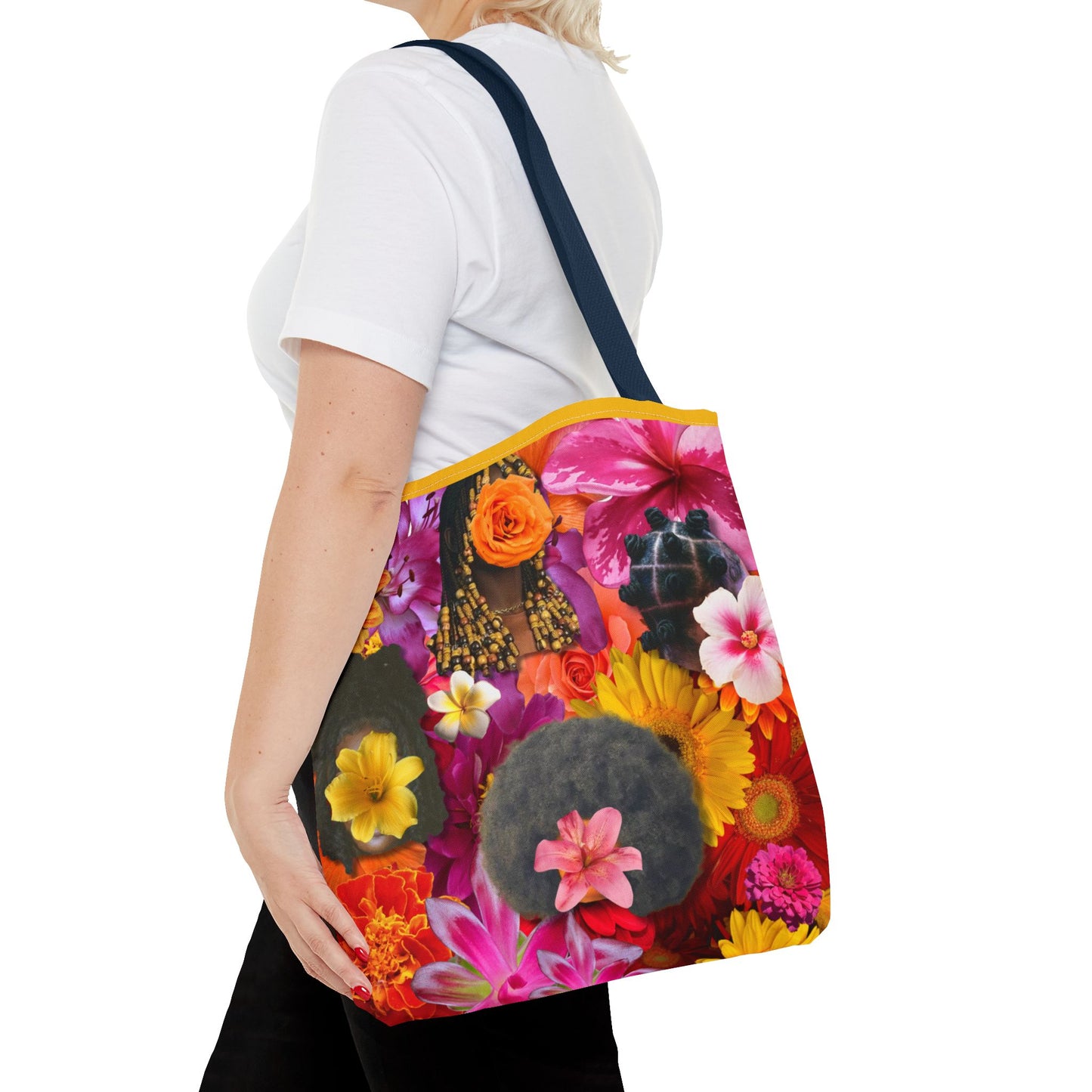 Floral Goddess Tote Bag, Colorful Carryall, Summer Picnic Bag, Eco-Friendly Shopper, Artsy Flower Design