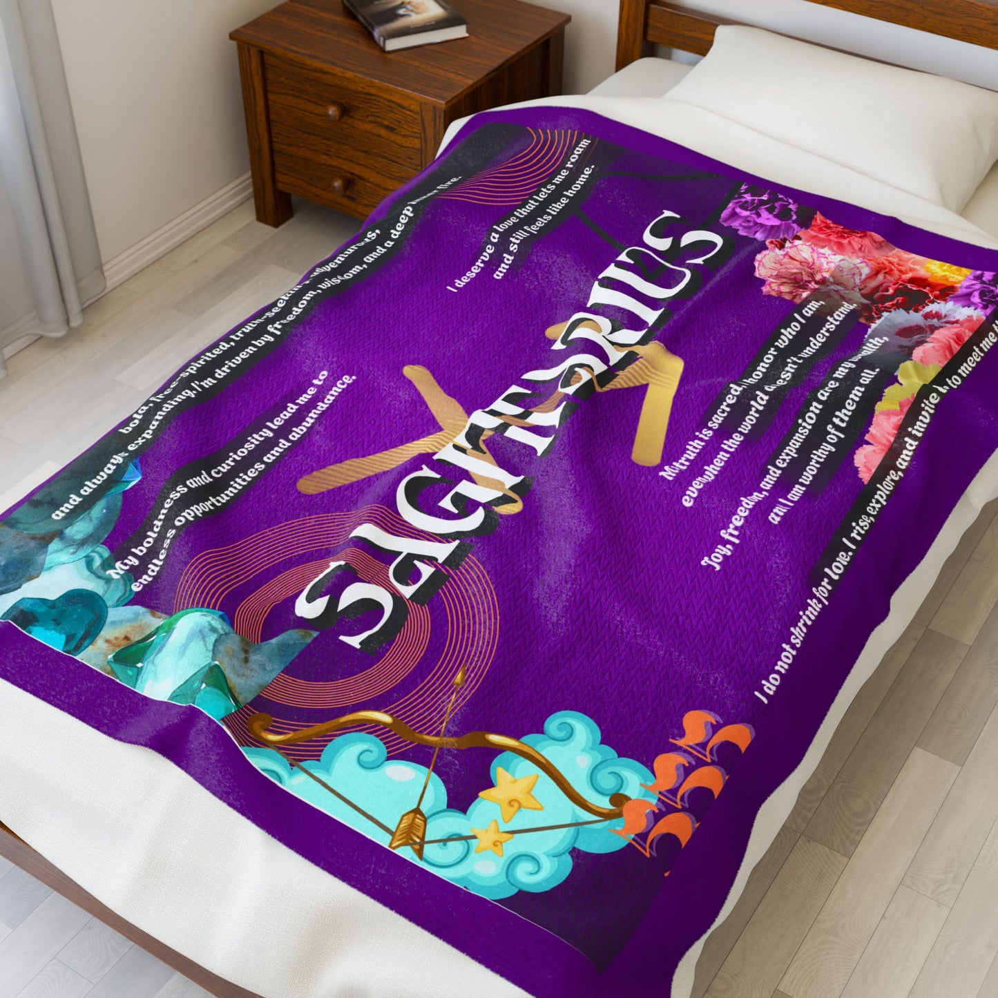 Sagittarius Velveteen Plush Blanket - Cozy Astrology Throw, Soft Gift for Zodiac Lovers, Astrology Decor, Horoscope Blanket