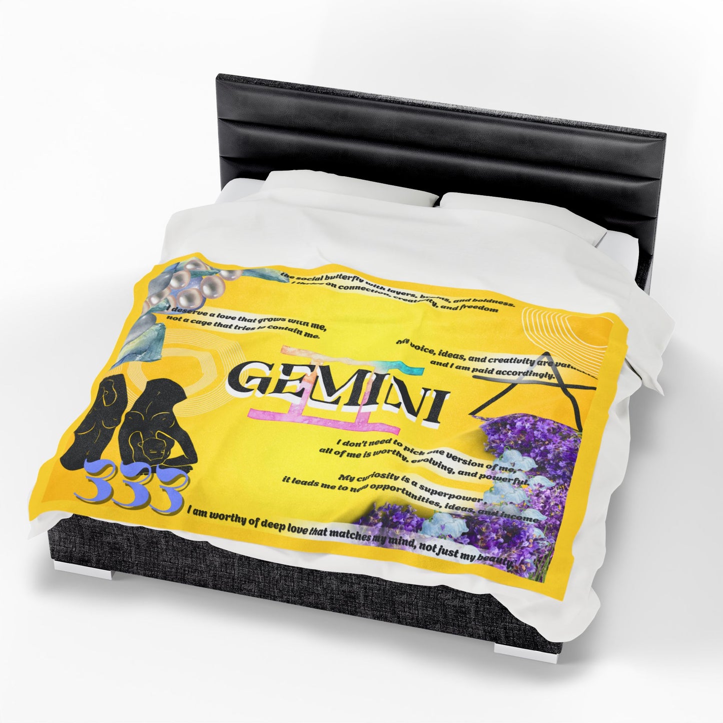 Gemini Velveteen Plush Blanket - Zodiac Decor, Cozy Gift, Astrology Decor, Celestial Blanket, Home Comfort