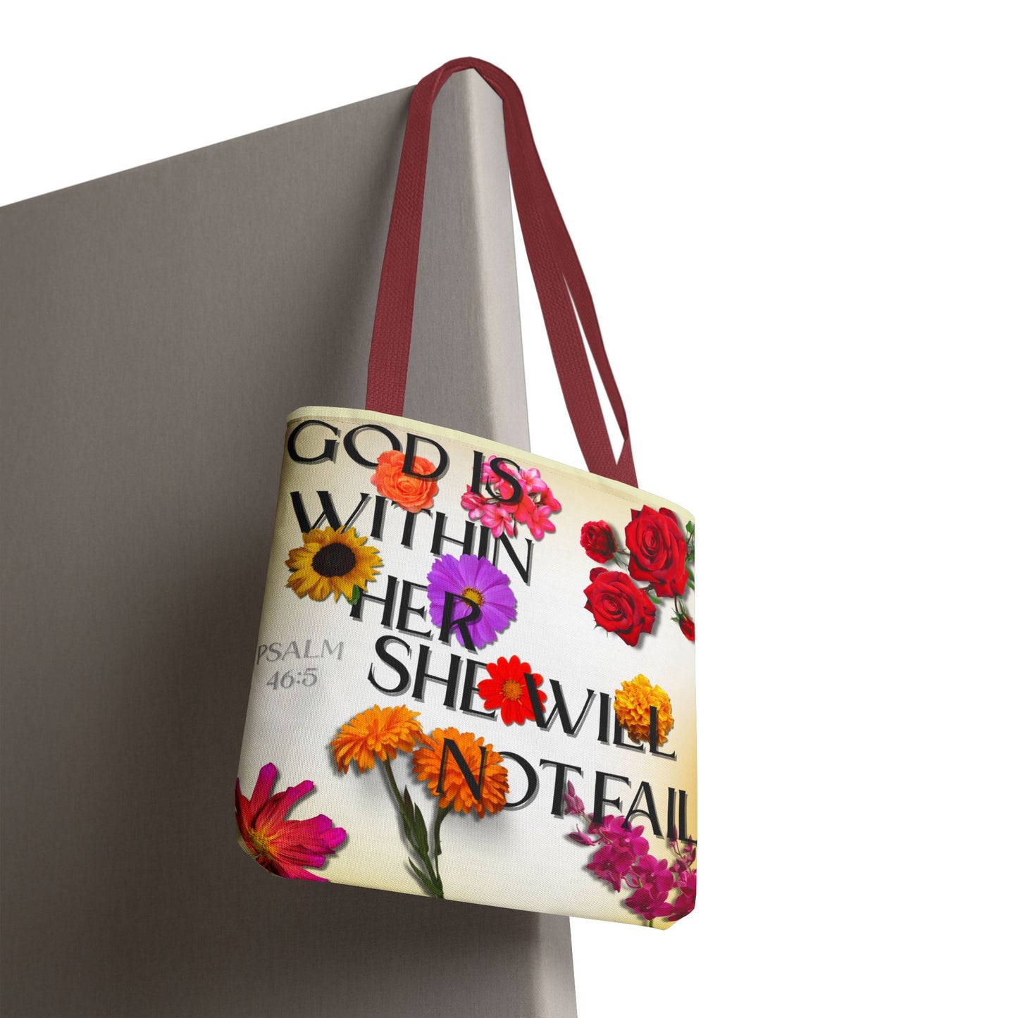 Faith-Inspired Floral Tote Bag, Inspirational Gift, Motivational Bag, Scripture Tote, Eco-Friendly Shopping Bag, Flower Design