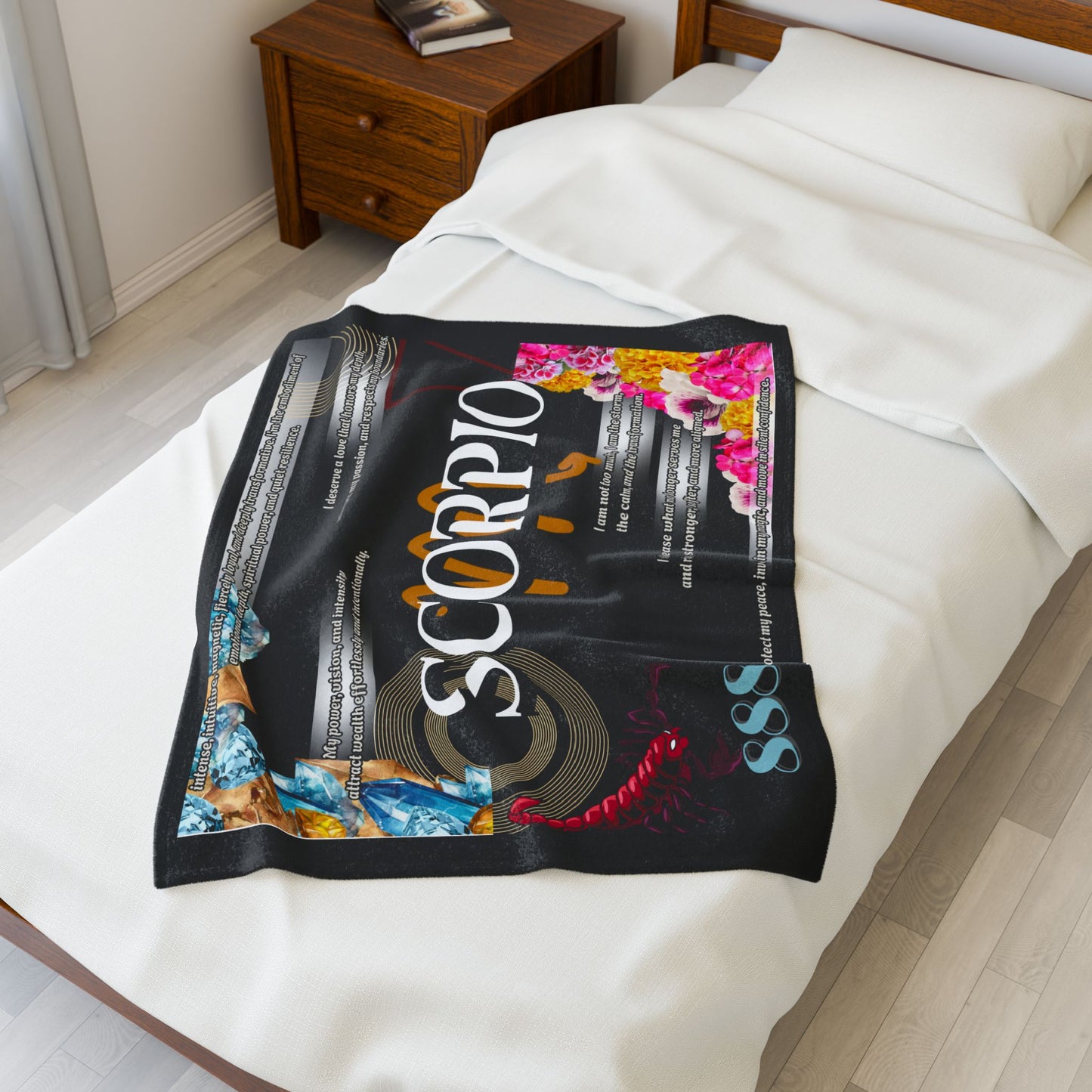 Scorpio Velveteen Plush Blanket, Cozy Astrology Throw, Celestial Home Decor, Zodiac Gift for Her, Ideal for Birthdays and Occasions