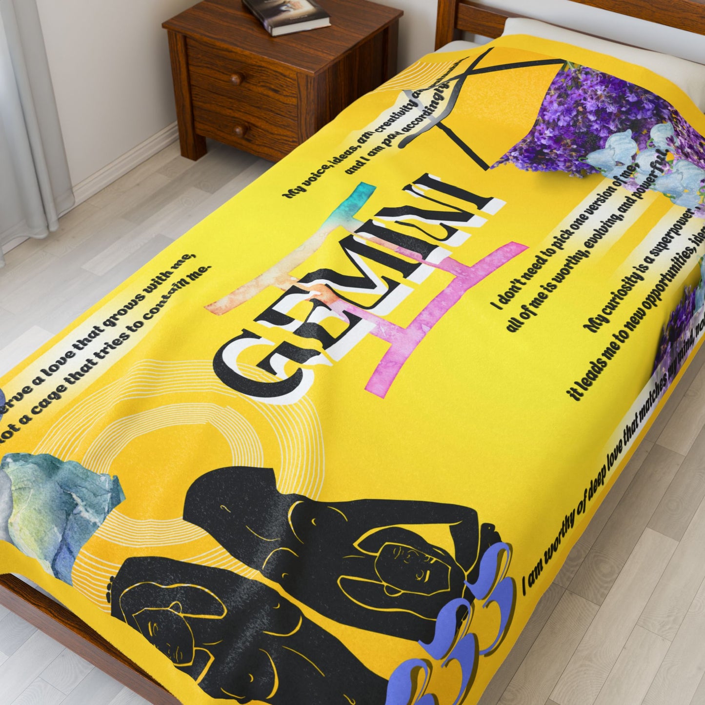Gemini Velveteen Plush Blanket - Zodiac Decor, Cozy Gift, Astrology Decor, Celestial Blanket, Home Comfort