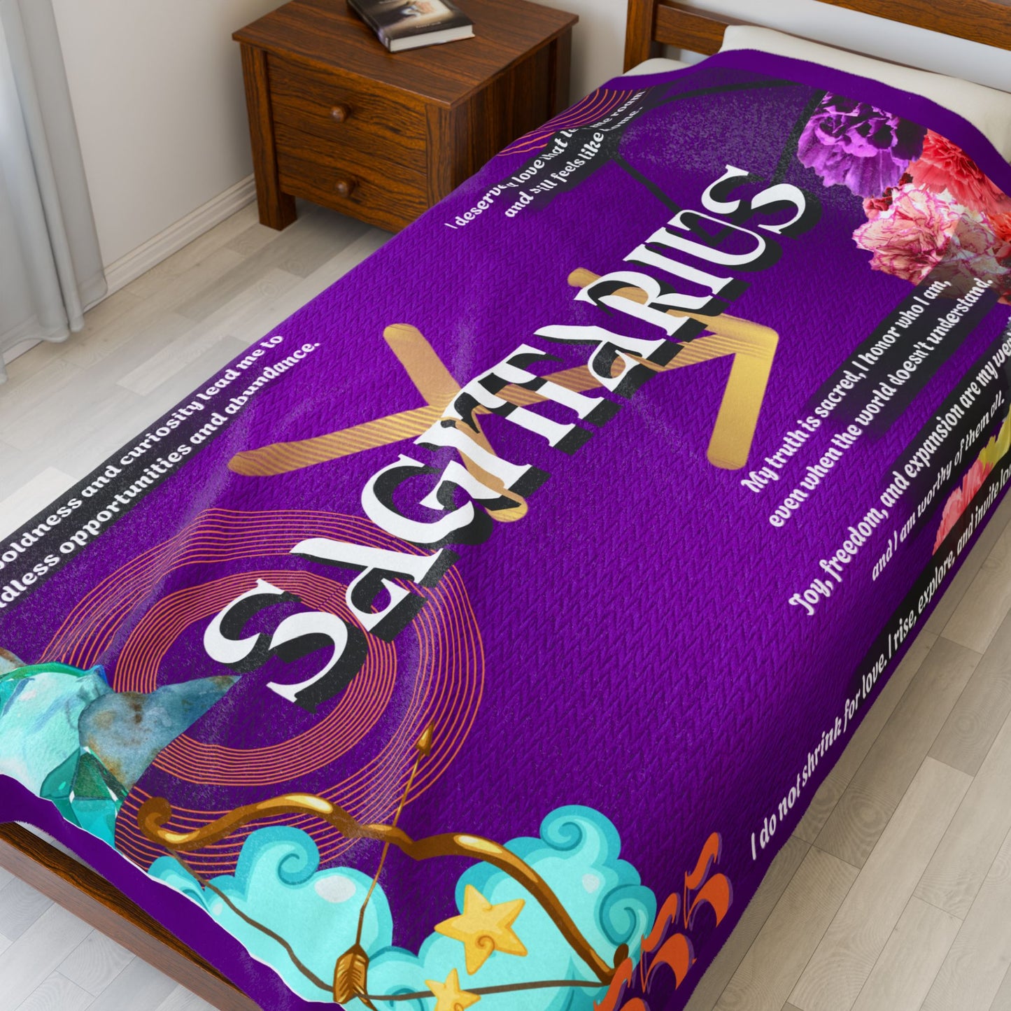 Sagittarius Velveteen Plush Blanket - Cozy Astrology Throw, Soft Gift for Zodiac Lovers, Astrology Decor, Horoscope Blanket