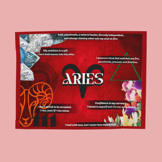 Aries Velveteen Plush Blanket, Cozy Throw for Astrology Lovers, Zodiac Home Decor, Birthday Gift, Horoscope Blanket