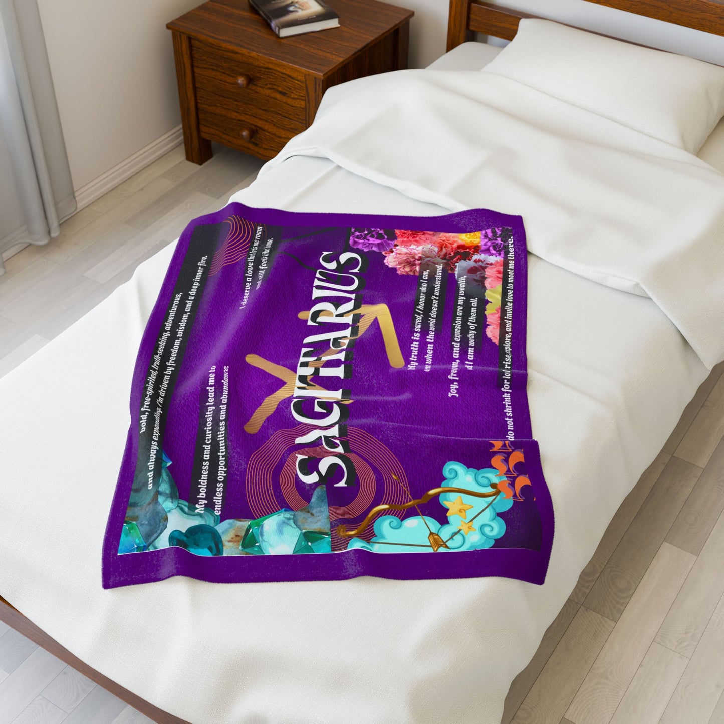 Sagittarius Velveteen Plush Blanket - Cozy Astrology Throw, Soft Gift for Zodiac Lovers, Astrology Decor, Horoscope Blanket