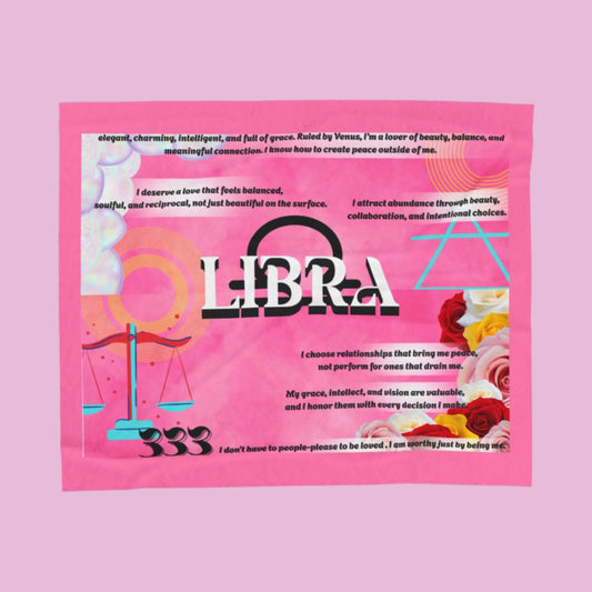 Libra Zodiac Plush Blanket - Cozy Velveteen Throw for Astrology Lovers