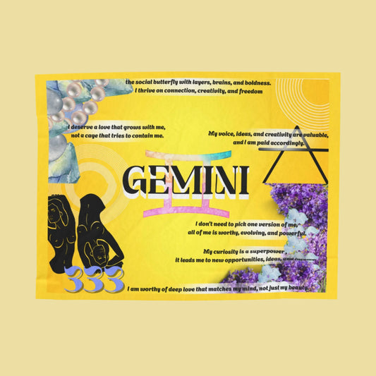 Gemini Velveteen Plush Blanket - Zodiac Decor, Cozy Gift, Astrology Decor, Celestial Blanket, Home Comfort