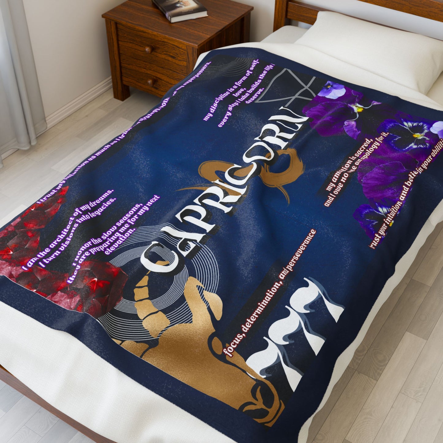 Capricorn Zodiac Velveteen Plush Blanket - Cozy Astrological Throw