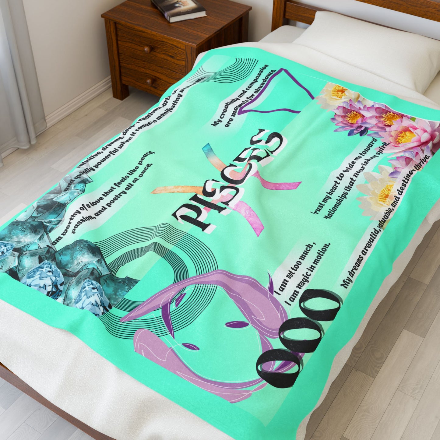 Pisces Velveteen Plush Blanket - Cozy Zodiac Throw for Astrology Lovers