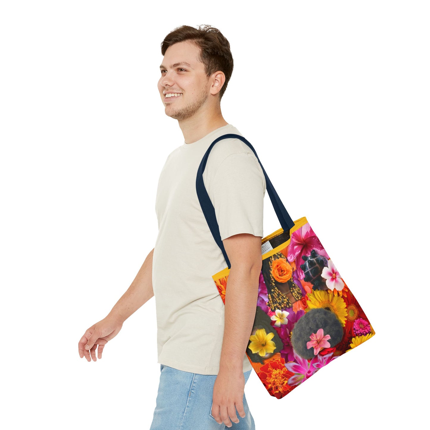 Floral Goddess Tote Bag, Colorful Carryall, Summer Picnic Bag, Eco-Friendly Shopper, Artsy Flower Design