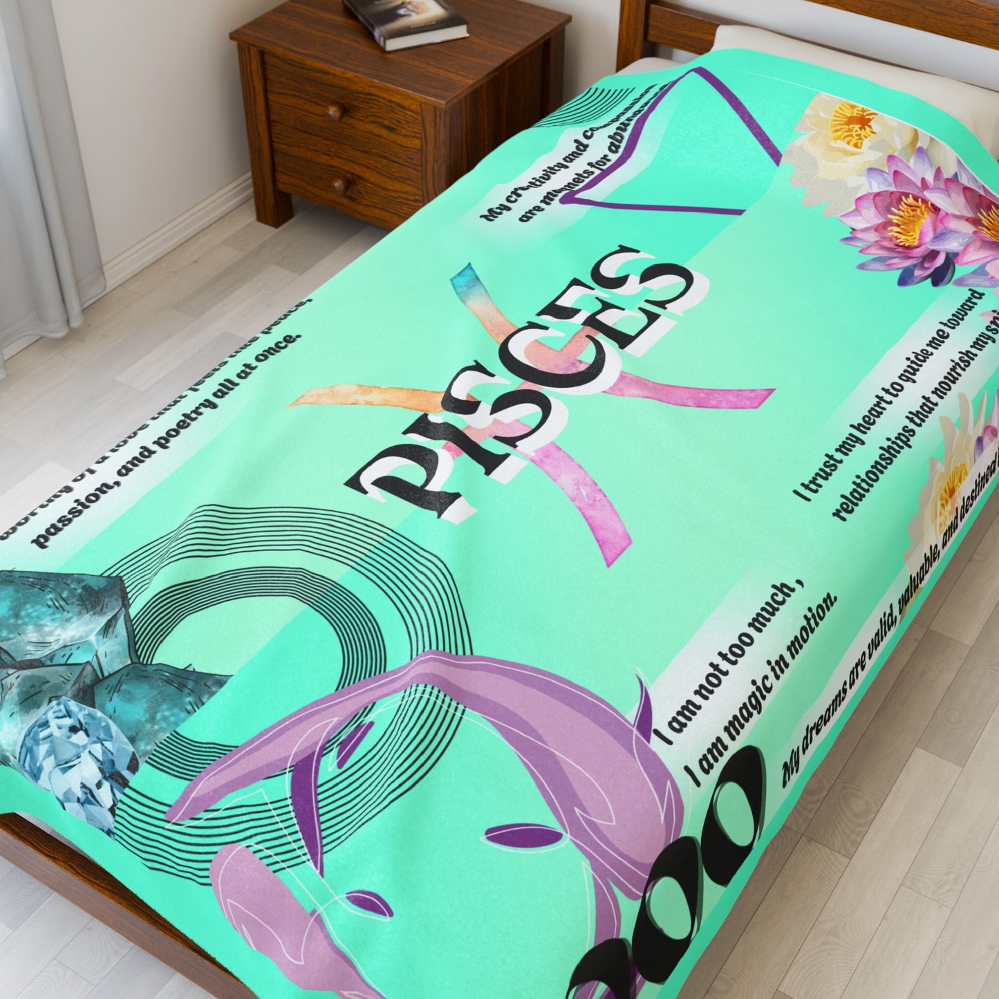 Pisces Velveteen Plush Blanket - Cozy Zodiac Throw for Astrology Lovers
