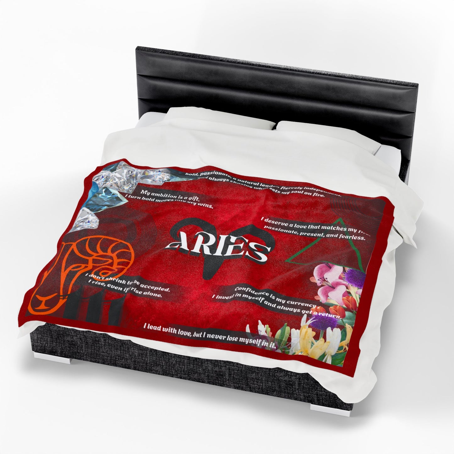 Aries Velveteen Plush Blanket, Cozy Throw for Astrology Lovers, Zodiac Home Decor, Birthday Gift, Horoscope Blanket