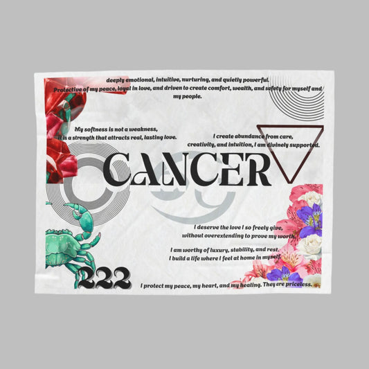 Cancer Zodiac Velveteen Plush Blanket - Cozy Astrology Gift