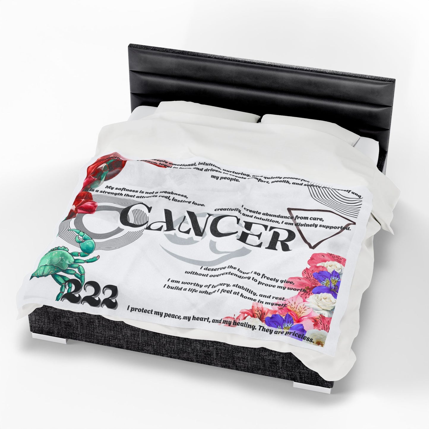 Cancer Zodiac Velveteen Plush Blanket - Cozy Astrology Gift