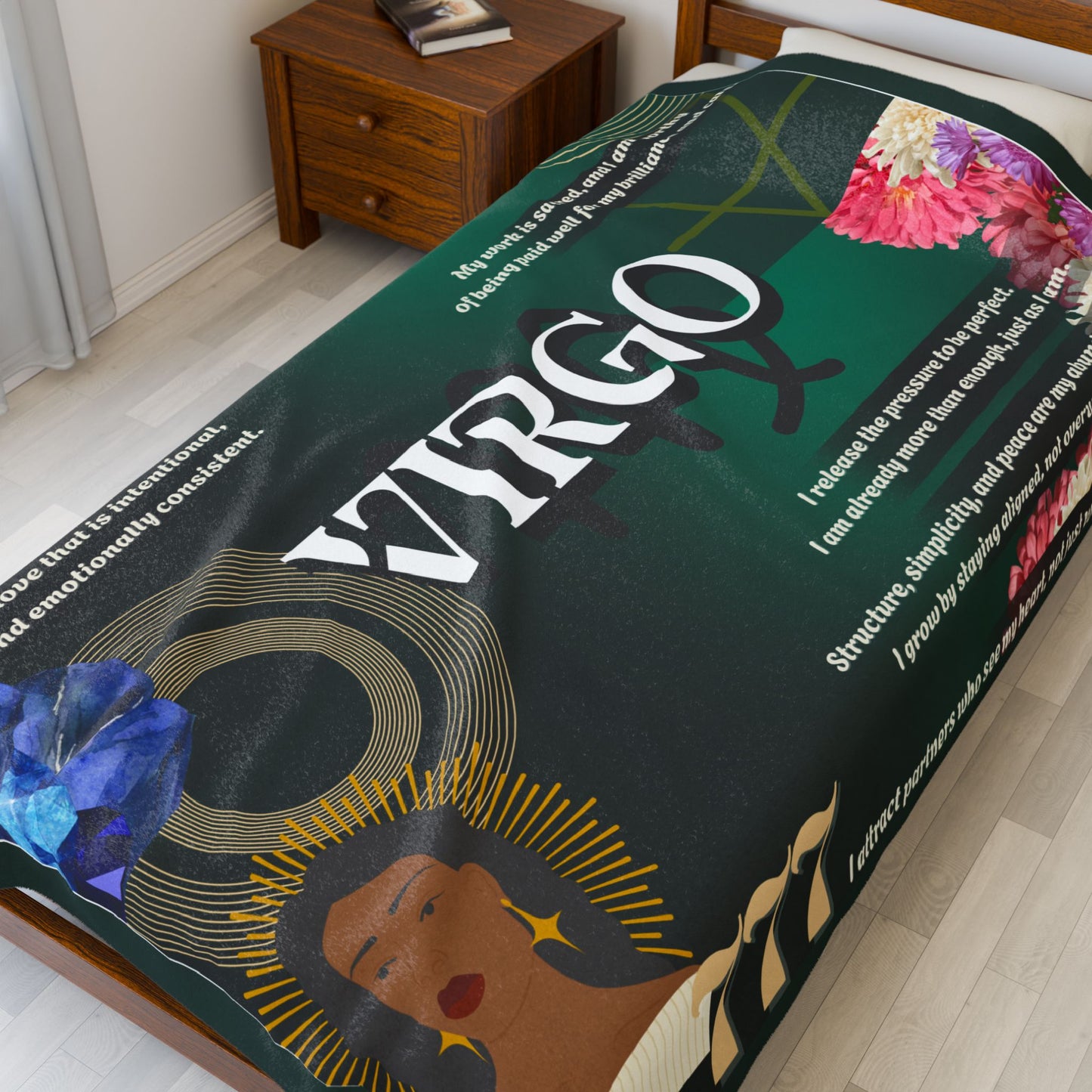 Virgo Zodiac Velveteen Plush Blanket - Cozy Astrological Throw for Relaxation