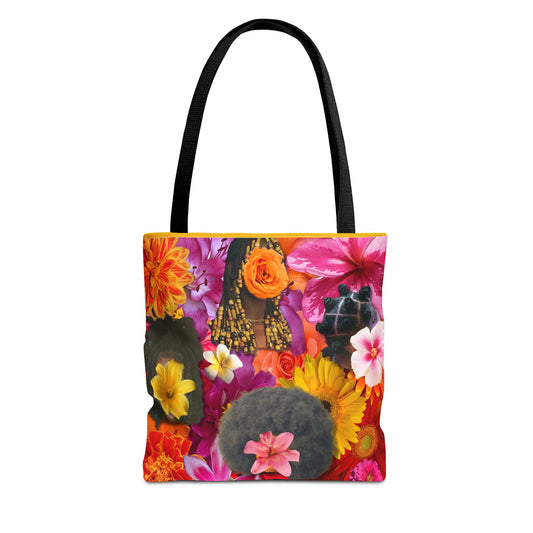 Floral Goddess Tote Bag, Colorful Carryall, Summer Picnic Bag, Eco-Friendly Shopper, Artsy Flower Design