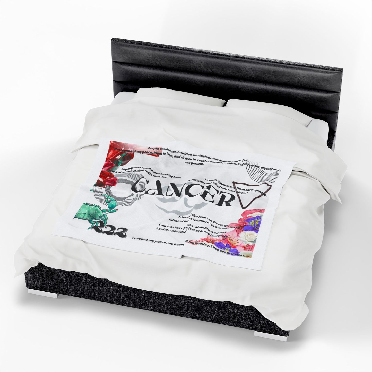 Cancer Zodiac Velveteen Plush Blanket - Cozy Astrology Gift