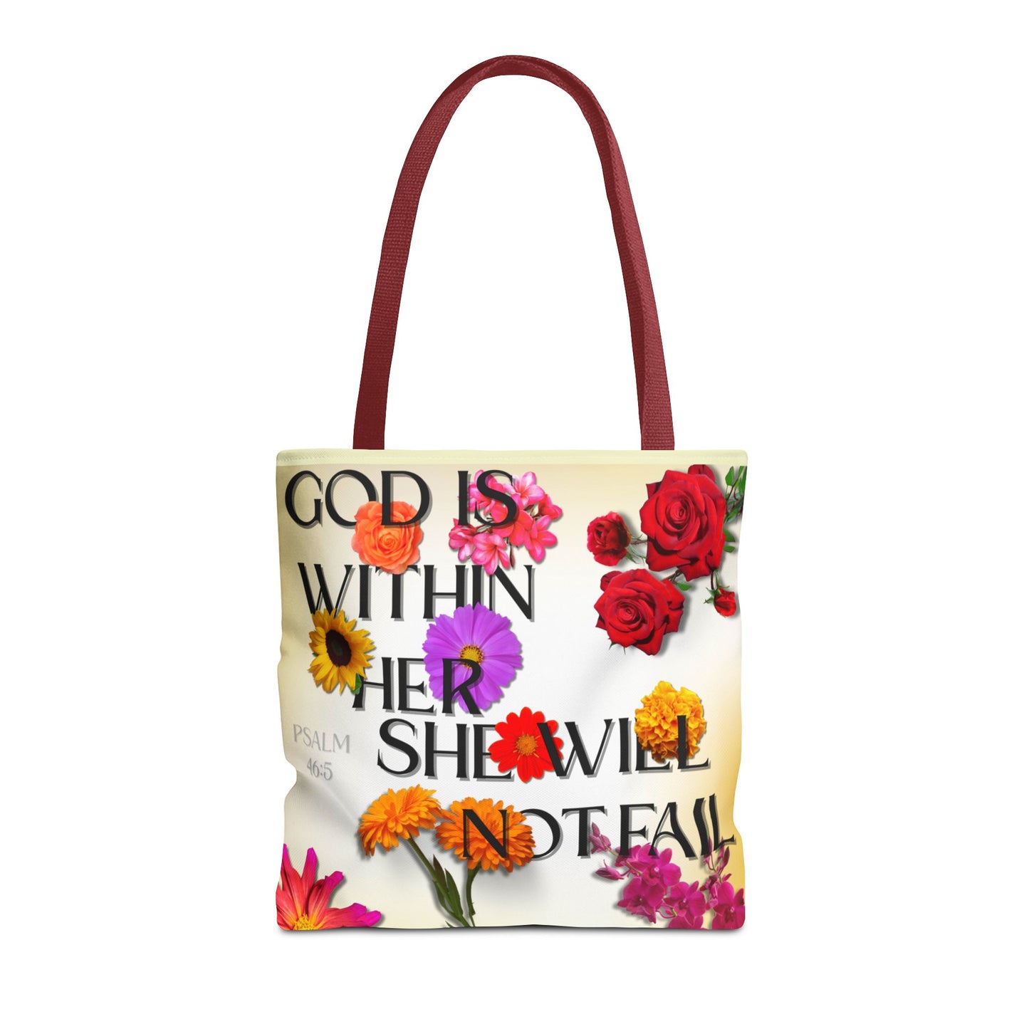 Faith-Inspired Floral Tote Bag, Inspirational Gift, Motivational Bag, Scripture Tote, Eco-Friendly Shopping Bag, Flower Design