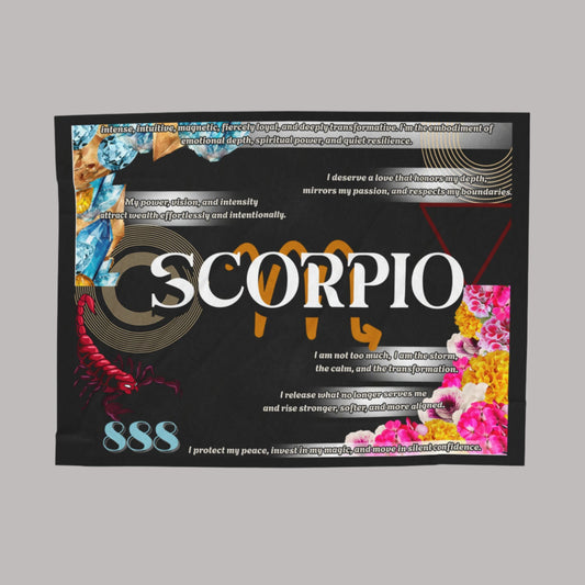 Scorpio Velveteen Plush Blanket, Cozy Astrology Throw, Celestial Home Decor, Zodiac Gift for Her, Ideal for Birthdays and Occasions