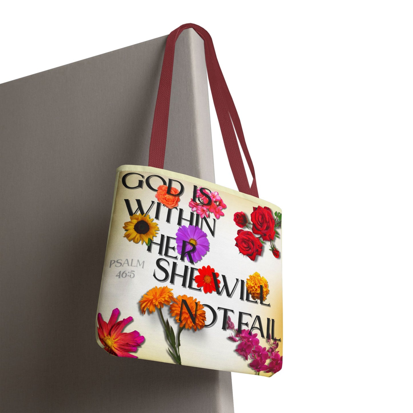 Faith-Inspired Floral Tote Bag, Inspirational Gift, Motivational Bag, Scripture Tote, Eco-Friendly Shopping Bag, Flower Design