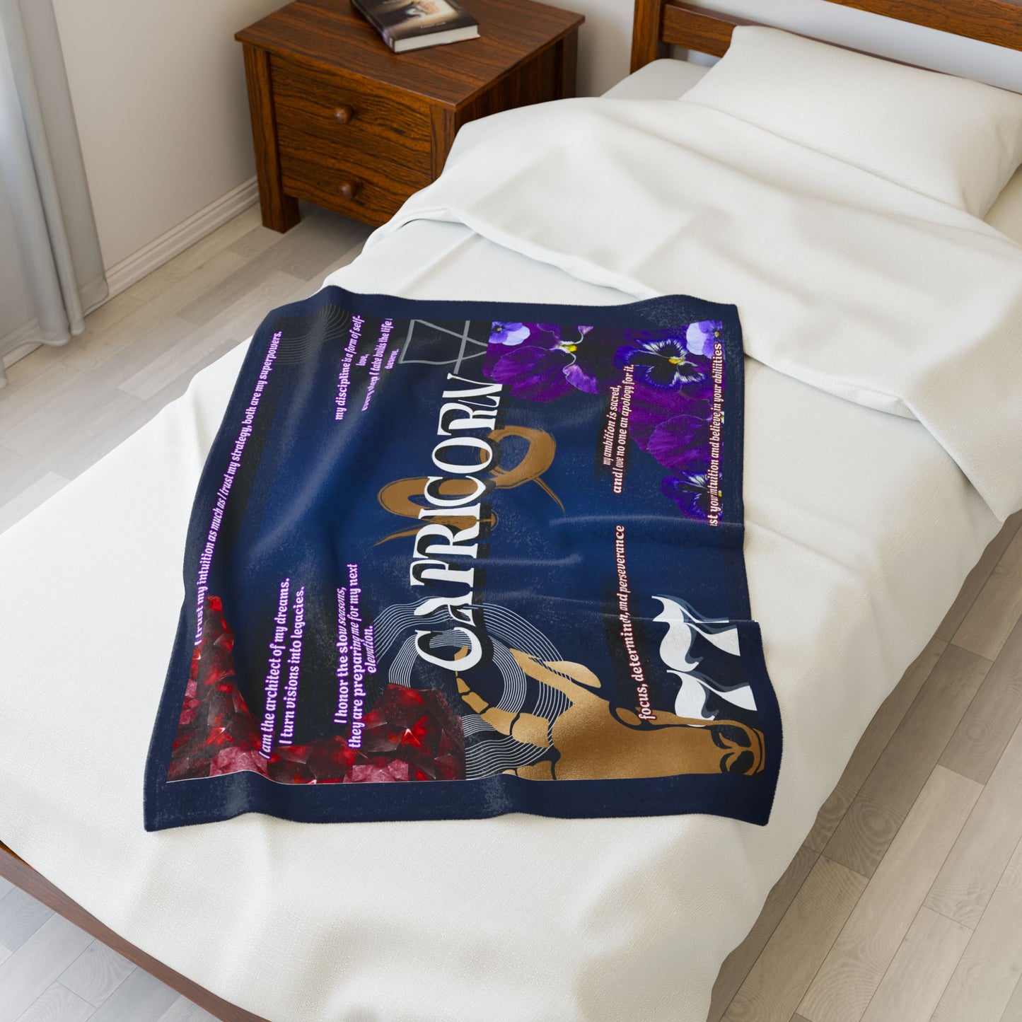 Capricorn Zodiac Velveteen Plush Blanket - Cozy Astrological Throw