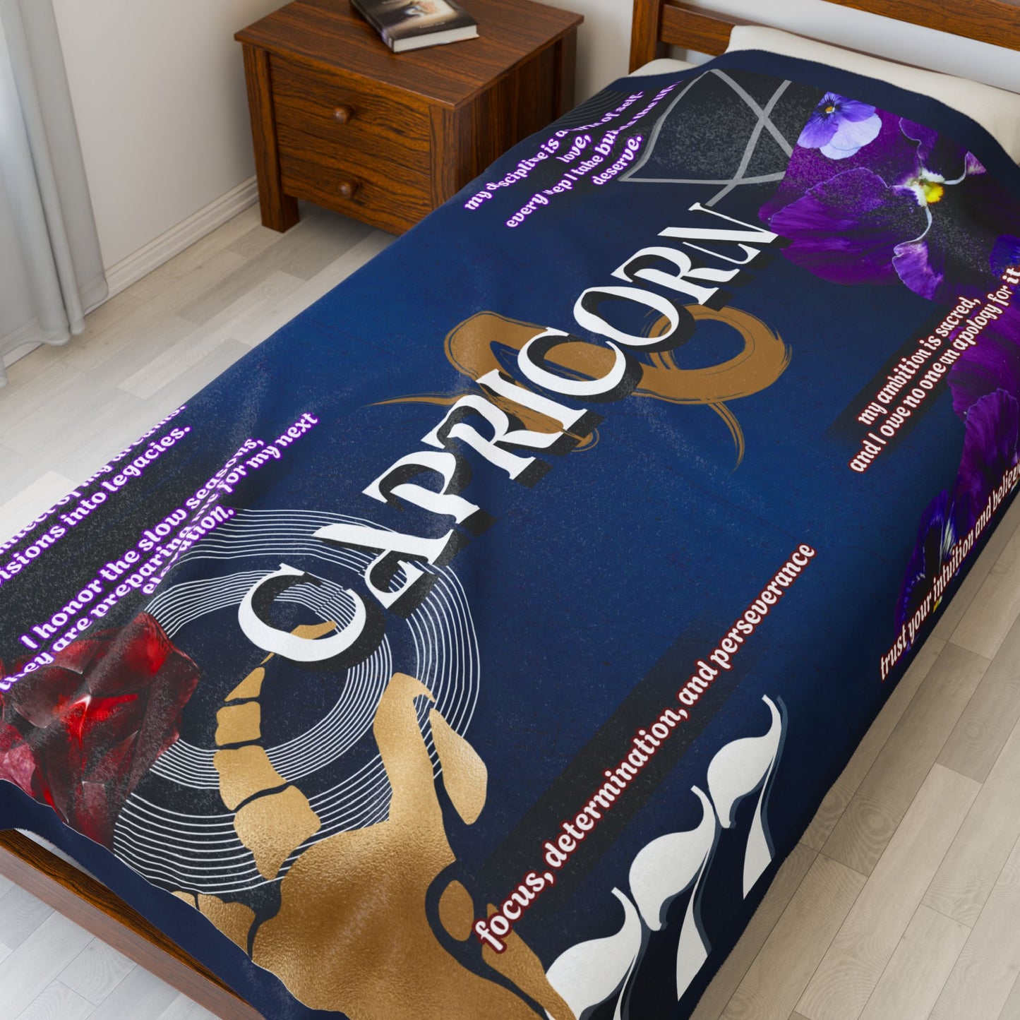 Capricorn Zodiac Velveteen Plush Blanket - Cozy Astrological Throw