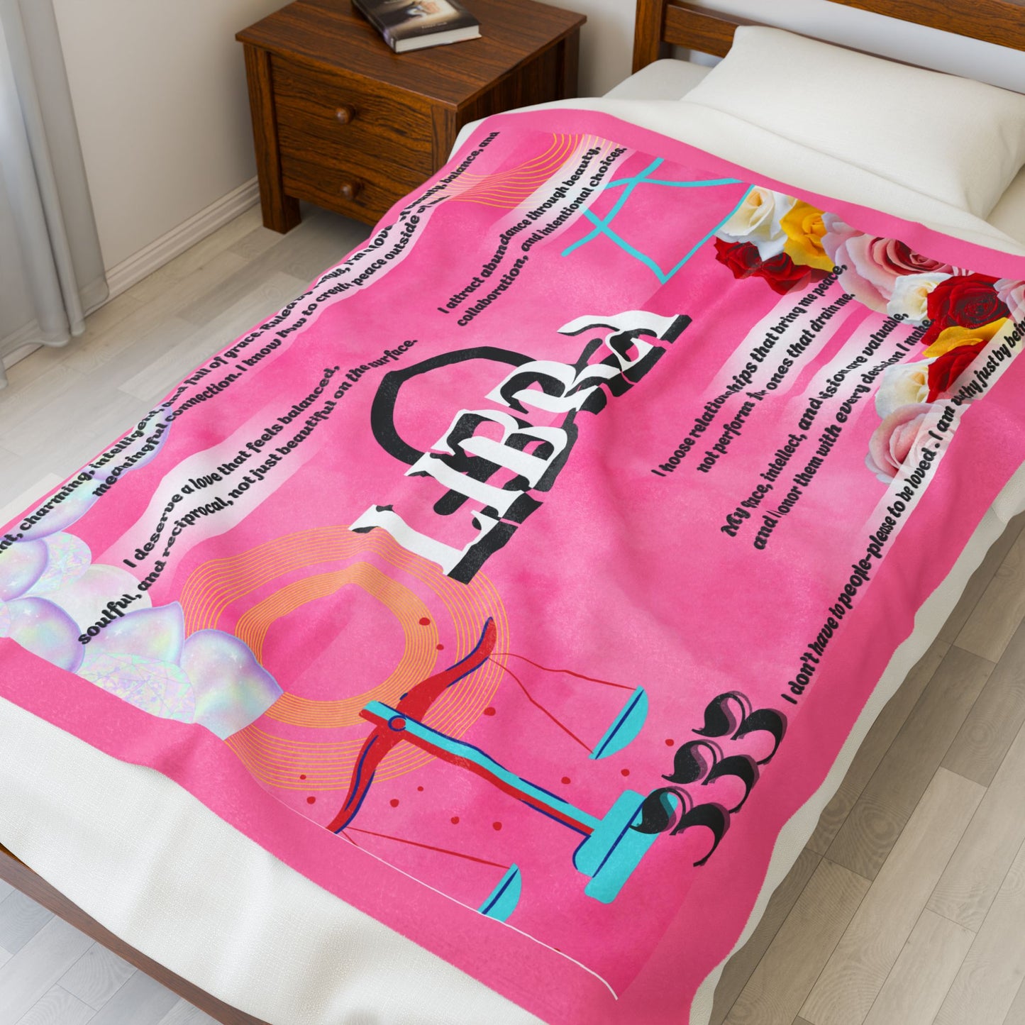Libra Zodiac Plush Blanket - Cozy Velveteen Throw for Astrology Lovers