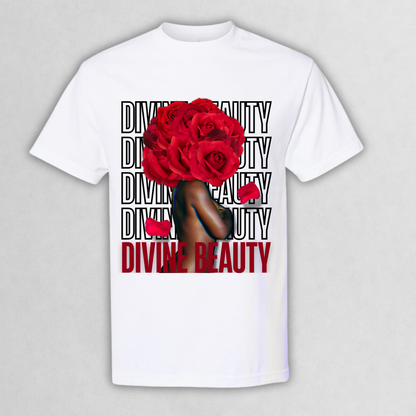 Divine Beauty Floral Rose Art Graphic Tee