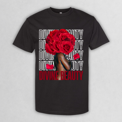 Divine Beauty Floral Rose Art Graphic Tee